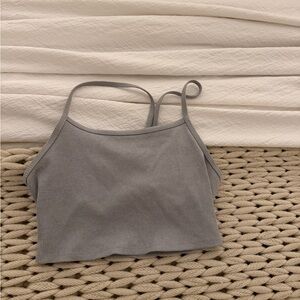 ALO Yoga Gray Ribbed Crop Tank Top